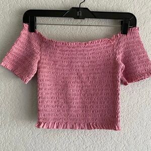 Wild Fable Pink Smocked Crop Top